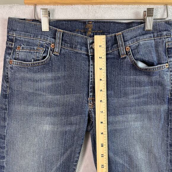 7 For All Mankind Jeans Women's 28 Straight Fit Mid Rise Blue Denim Casual Boho - Picture 5 of 12